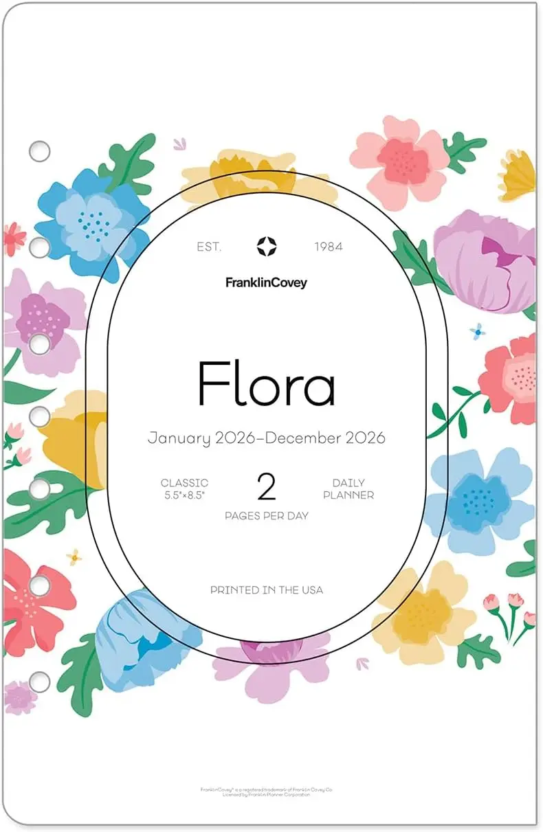 Flora Ring-Bound Daily Planner Refill | Two Pages Per Day | Jan 2026 - Dec 2026
Flora Ring-Bound Daily Planner Refill | Two Pages Per Day | Jan 2026 - Dec 2026