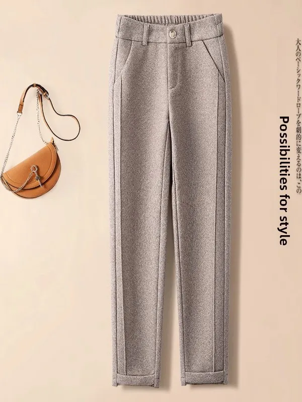 Winter Thickened Woolen Suit Pants Women's High Waist Straight Leg Harem Pants City Walk Korean Style Commute Fashion
Winter Thickened Woolen Suit Pants Women's High Waist Straight Leg Harem Pants City Walk Korean Style Commute Fashion