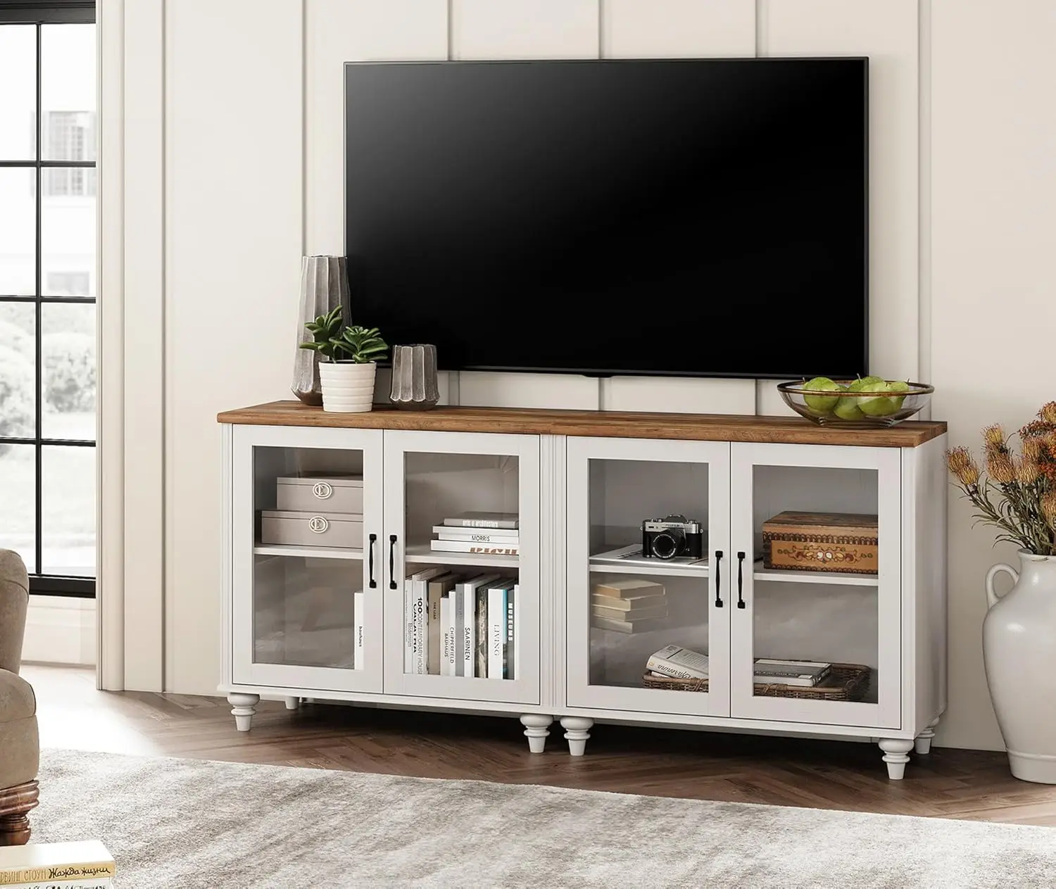 75 Inch Wood TV Stand Entertainment Center Buffet Cabinet with Glass Door Living Room Dining Room Off White, Customized
75 Inch Wood TV Stand Entertainment Center Buffet Cabinet with Glass Door Living Room Dining Room Off White, Customized