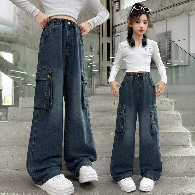 Kids Child Fashion Streetwear Vintage Washed Heavy Jeans For Girls y2k Straight Cargo Pants Hip Hop Casual Trousers with Pocket
Kids Child Fashion Streetwear Vintage Washed Heavy Jeans For Girls y2k Straight Cargo Pants Hip Hop Casual Trousers with Pocket