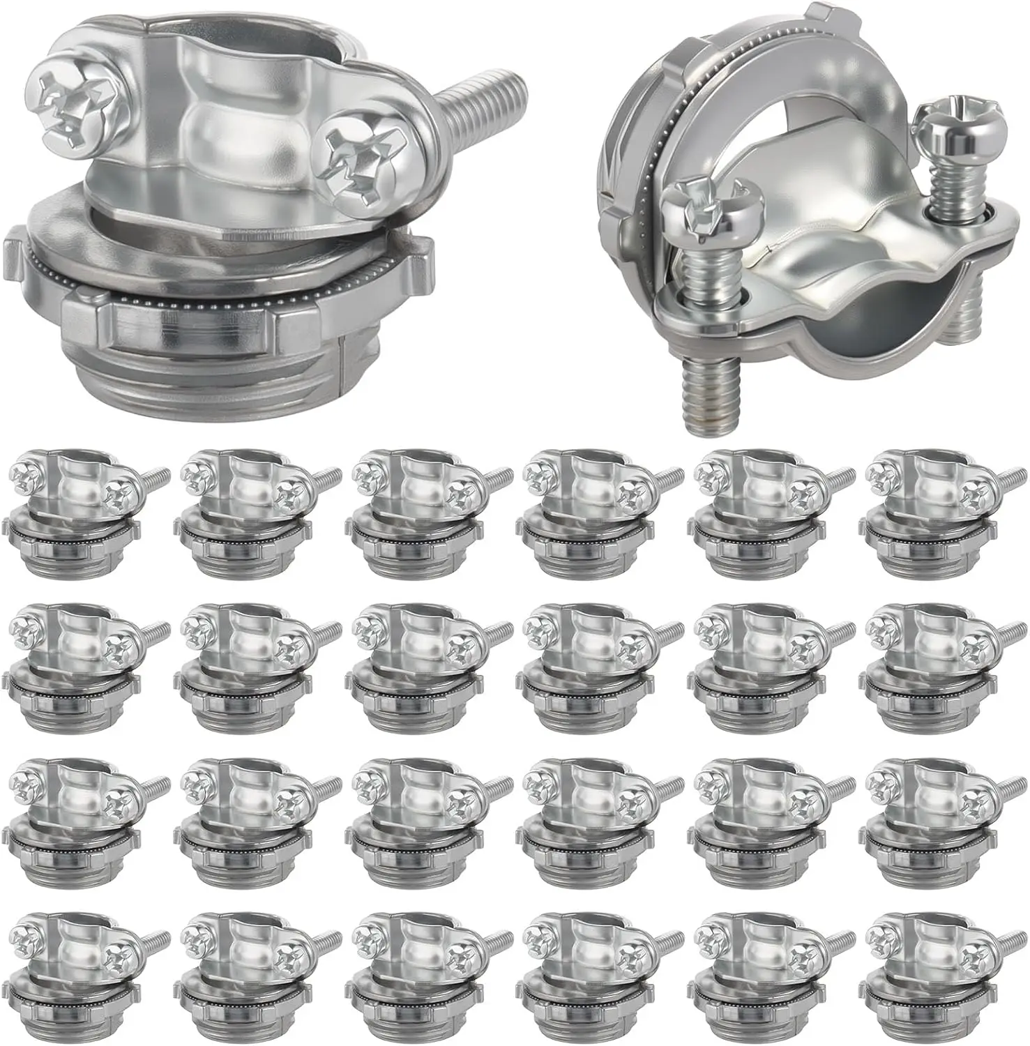 25 Pack 1/2 Inch Clamp Type Cable Connectors, Zinc Alloy Wire Clamps for NM Cables and Electrical Box
25 Pack 1/2 Inch Clamp Type Cable Connectors, Zinc Alloy Wire Clamps for NM Cables and Electrical Box