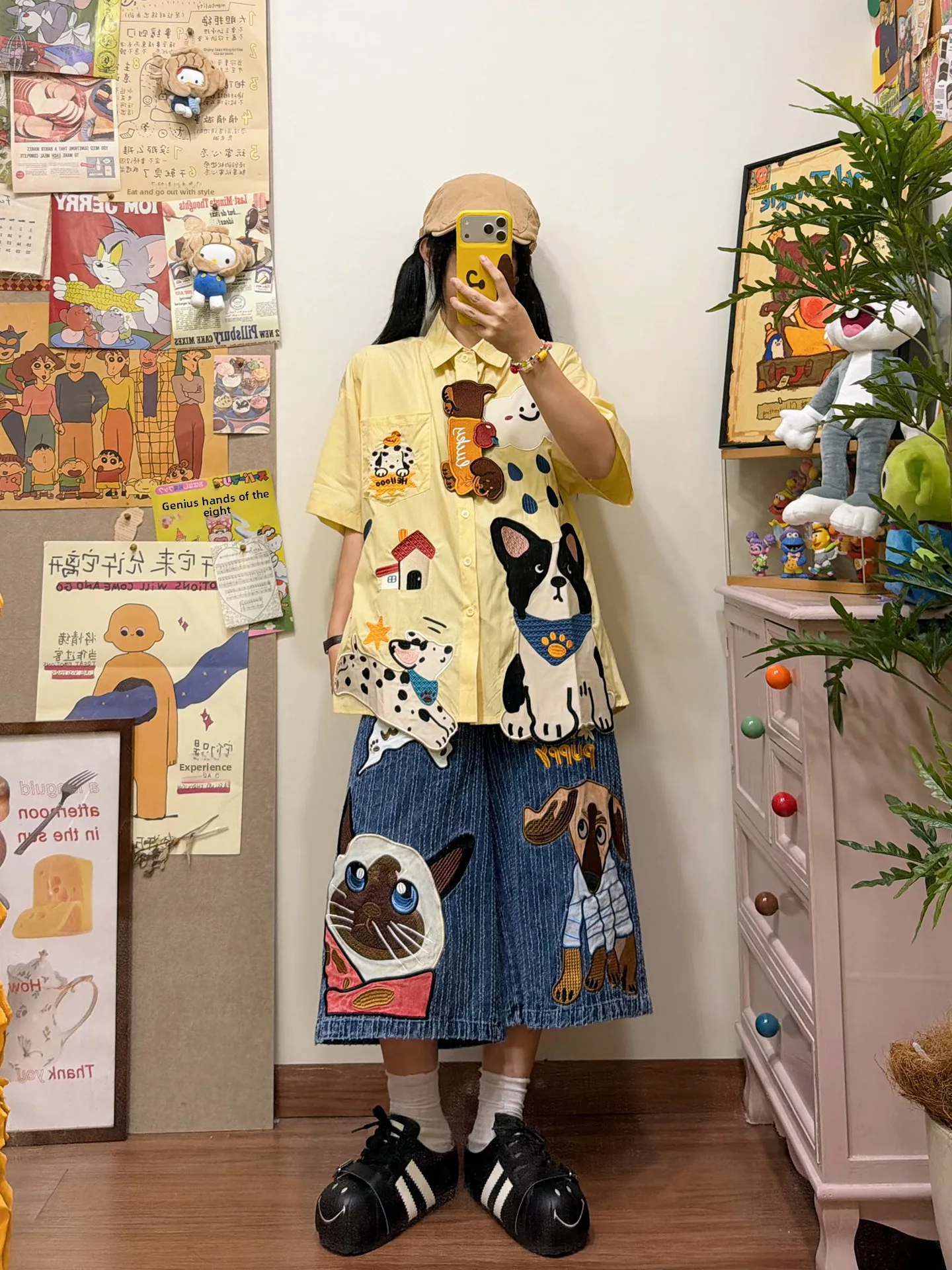 BIBULU Original Design Retro Cartoon Dog Embroidery Short Sleeve Loose Women's Shirt Summer Breathable Moisture Wicking Cool ...
BIBULU Original Design Retro Cartoon Dog Embroidery Short Sleeve Loose Women's Shirt Summer Breathable Moisture Wicking Cool ...