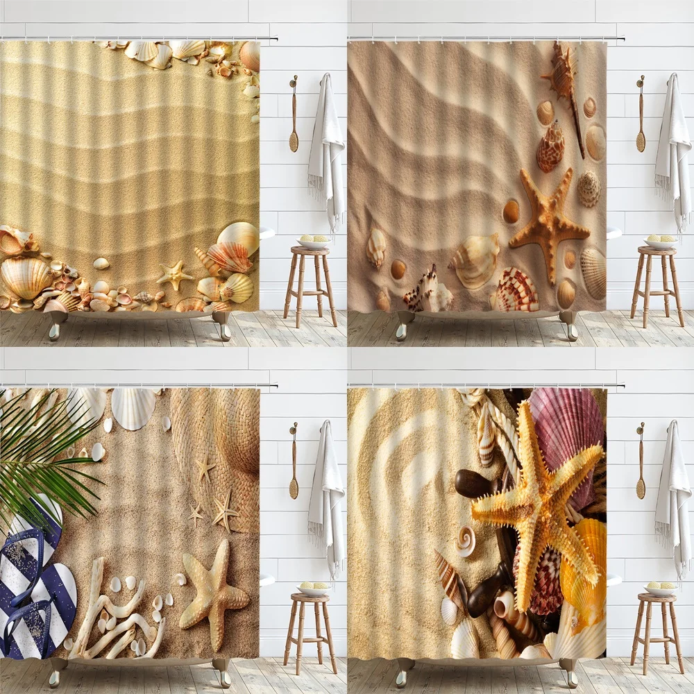 Summer Beach Shower Curtain Ocean Seashell Starfish Tropical Palm Leaves Bath Curtain for Bathroom Decor Polyester Fabric Screen
Summer Beach Shower Curtain Ocean Seashell Starfish Tropical Palm Leaves Bath Curtain for Bathroom Decor Polyester Fabric Screen