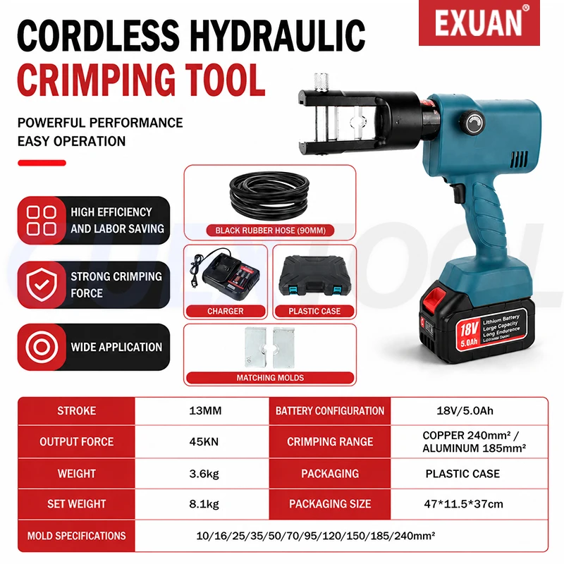 Multifunctional Portable Electric Terminal Pressing Plier SME-240 Lithium Battery Powered Fast Crimping Tool Stable Output Rotat
Multifunctional Portable Electric Terminal Pressing Plier SME-240 Lithium Battery Powered Fast Crimping Tool Stable Output Rotat