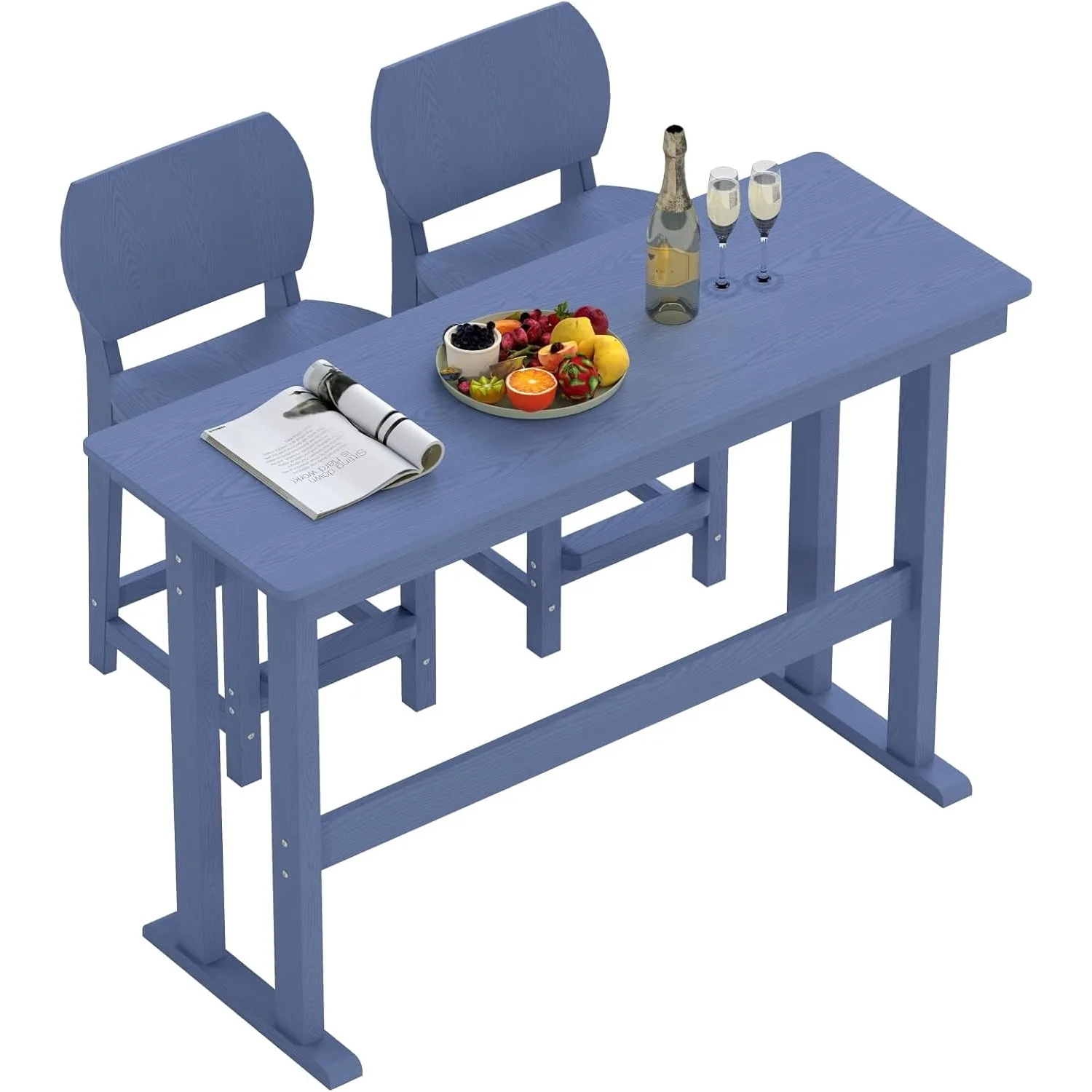 3-Piece Outdoor Patio Bar Table and Chairs Set, All-Weather HDPE High Top Table with 2 Armless Bar Stools, HDPE Bar, Customized
3-Piece Outdoor Patio Bar Table and Chairs Set, All-Weather HDPE High Top Table with 2 Armless Bar Stools, HDPE Bar, Customized