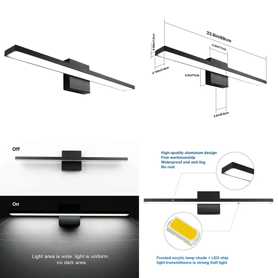 Modern LED Vanity Light Frosted Aluminum for Bathroom Vanity Lighting Fixtures Cool White 6000K
Modern LED Vanity Light Frosted Aluminum for Bathroom Vanity Lighting Fixtures Cool White 6000K