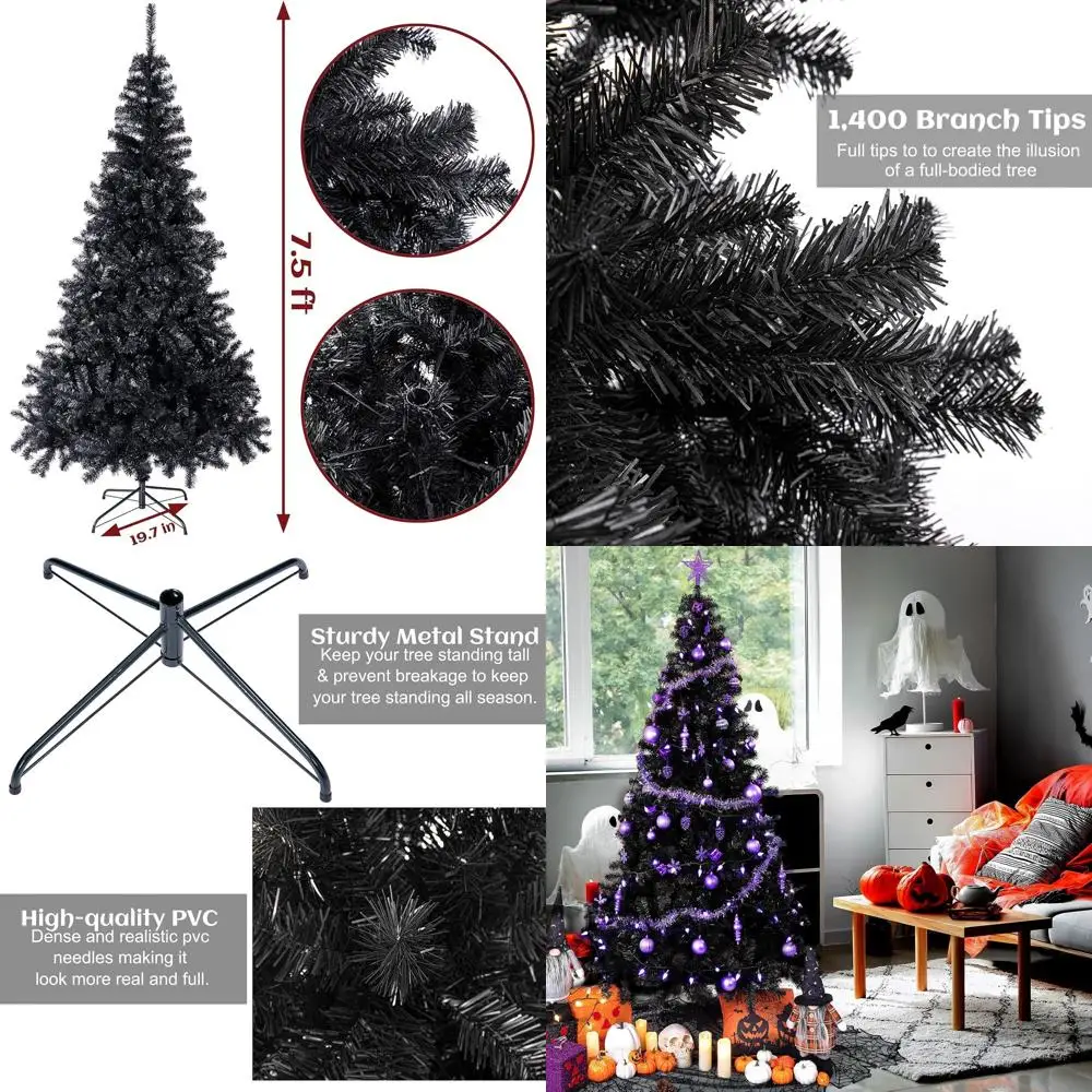 Черная искусственная рождественская елка премиум-класса высотой 7,5 футов с 1414 наконечниками и подставкой для легкой сборки
Черная искусственная рождественская елка премиум-класса высотой 7,5 футов с 1414 наконечниками и подставкой для легкой сборки