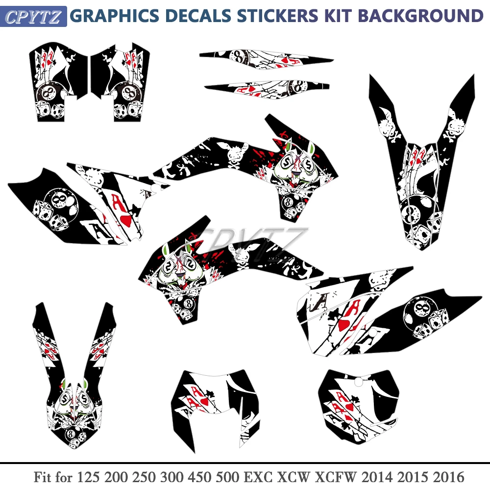 Motorcycle Graphics Background Decals Stickers Kits fit For EXC EXC-F 125 250 300 350 450 2014-2016 SX SXF 2013 - 2015
Motorcycle Graphics Background Decals Stickers Kits fit For EXC EXC-F 125 250 300 350 450 2014-2016 SX SXF 2013 - 2015