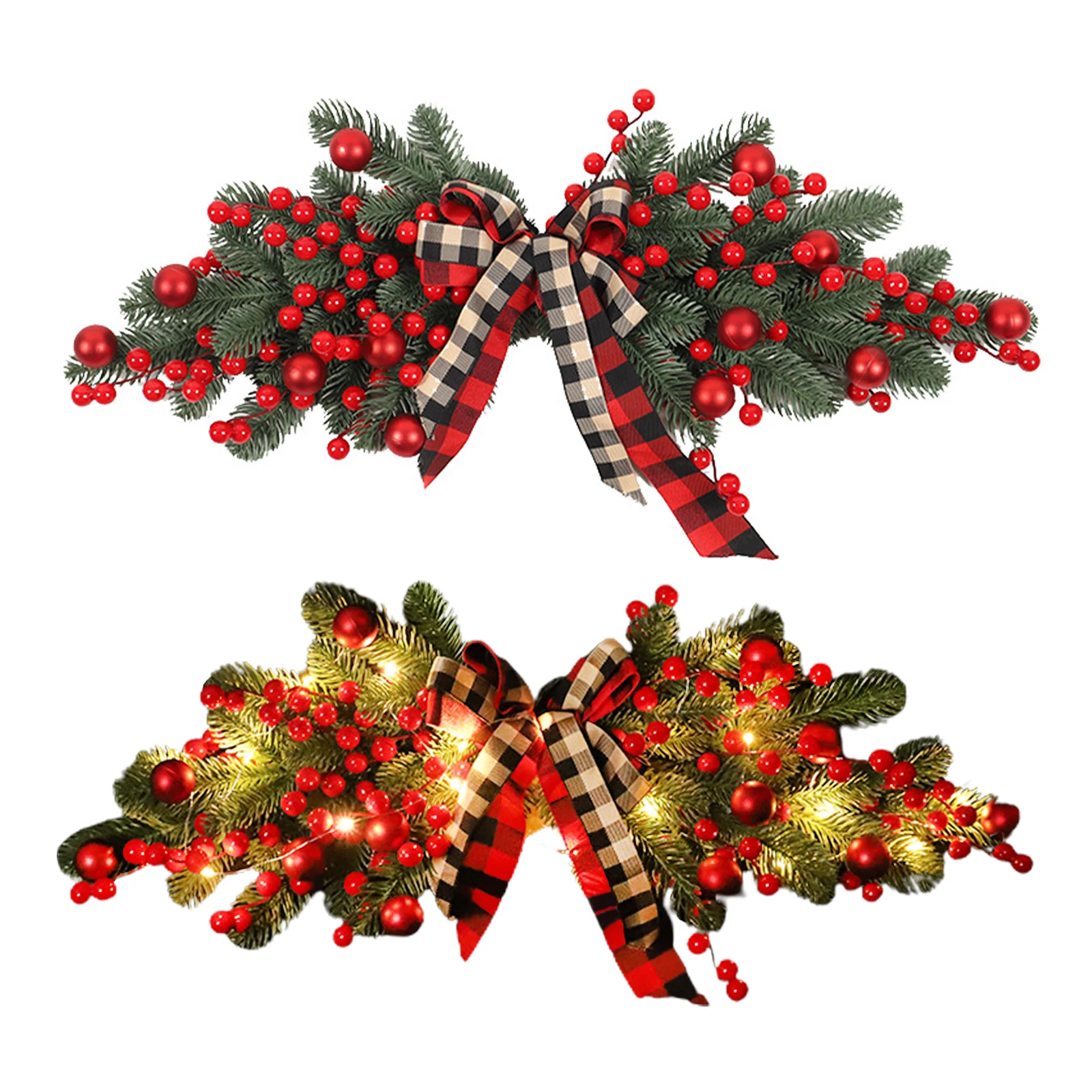 Simulation Red Fruit Lintel Artificial Flower Hanging Ornaments Christmas Swag With Plaid Bow For Door Window Wall Home Decor
Simulation Red Fruit Lintel Artificial Flower Hanging Ornaments Christmas Swag With Plaid Bow For Door Window Wall Home Decor