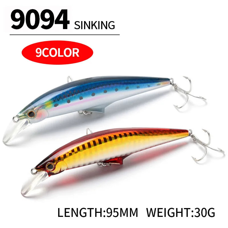 Minnow Fishing Lure 9.5cm 30g Wobbler Long Casting Heavy Sinking Artificial Hard Bait Jerkbait Large Ocean Fish Bass Bait
Minnow Fishing Lure 9.5cm 30g Wobbler Long Casting Heavy Sinking Artificial Hard Bait Jerkbait Large Ocean Fish Bass Bait
