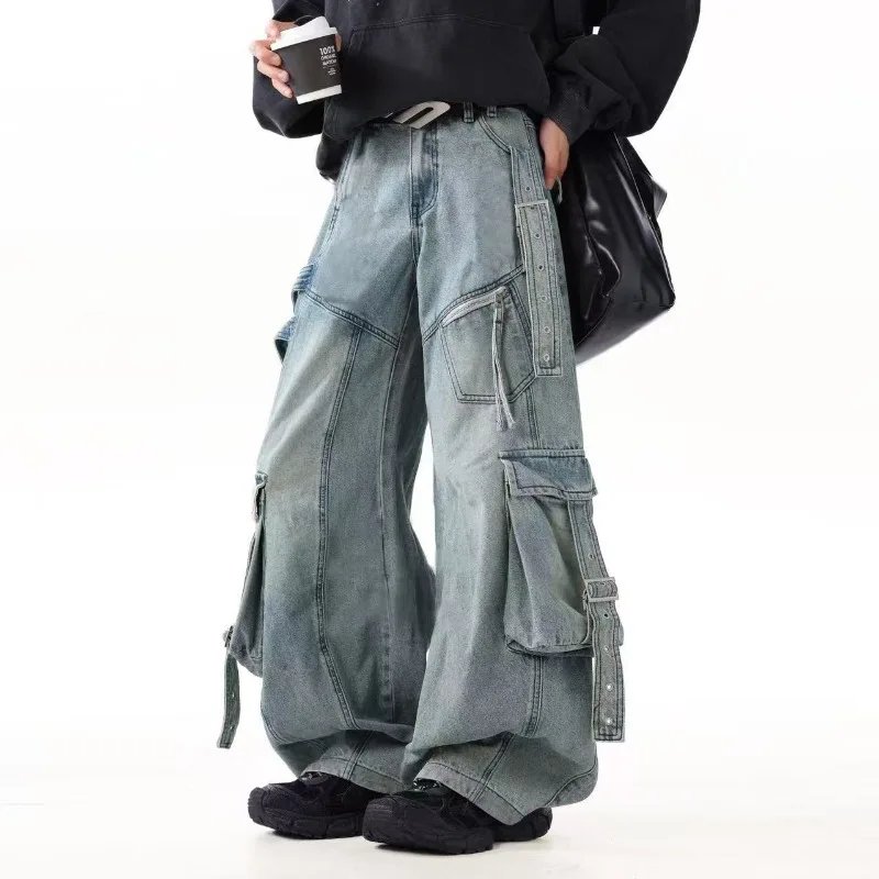 Retro American Sle Men's Denim Jeans 2026 Spring with Saes Worn-look Loose Wide Leg Casual Trousers Multi-poket Workwear
Retro American Sle Men's Denim Jeans 2026 Spring with Saes Worn-look Loose Wide Leg Casual Trousers Multi-poket Workwear