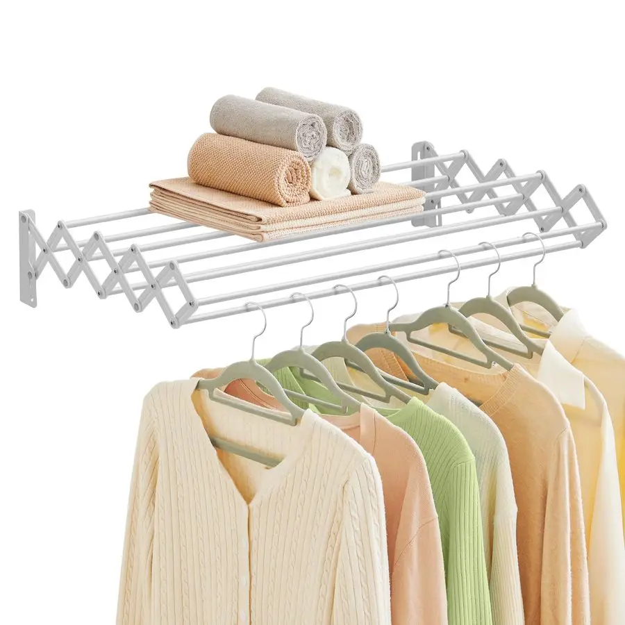 Clothes Drying Rack, WallMounted Drying Rack Clothing, Accordion Laundry Rack, 9 Staggered Hanging Rods, Expandable and Retracta
Clothes Drying Rack, WallMounted Drying Rack Clothing, Accordion Laundry Rack, 9 Staggered Hanging Rods, Expandable and Retracta
