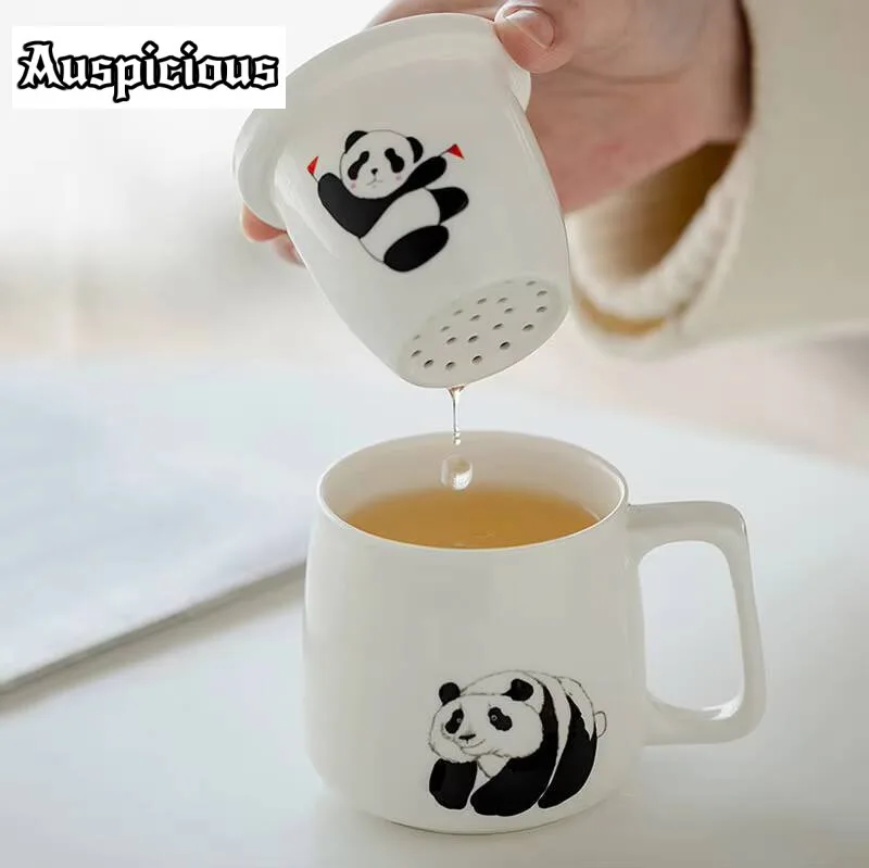 225ml Cute Panda Elf Ceramic Office Tea Cup With Filter White Porcelain Tea Mug With Handle Household Separation Water Cup Gift
225ml Cute Panda Elf Ceramic Office Tea Cup With Filter White Porcelain Tea Mug With Handle Household Separation Water Cup Gift