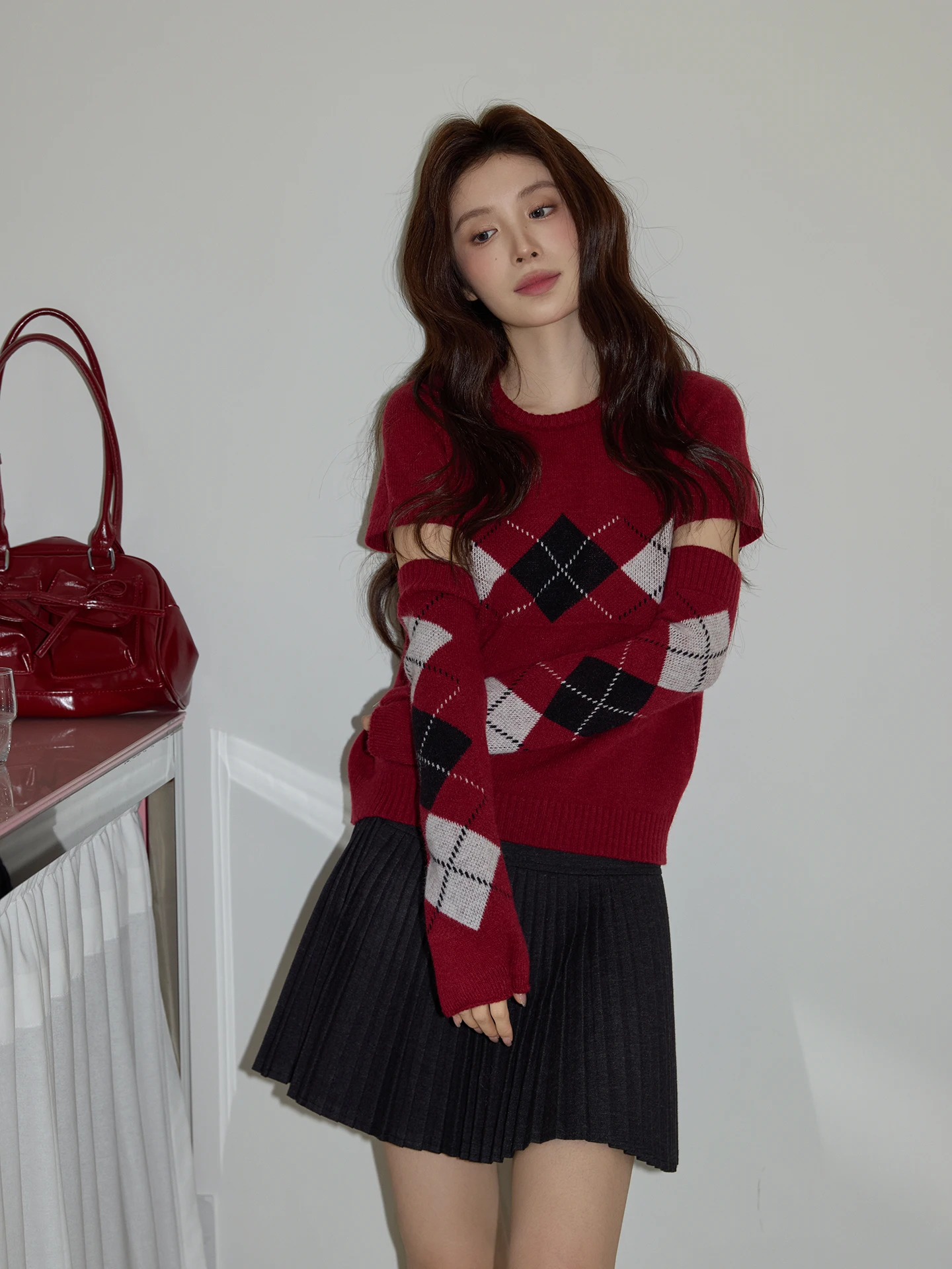 Red Knitted Sweater round Ne Diamond Pattern Loose Long Sve Women's Spring Faion High Quali Camere Sle Commute Wind
Red Knitted Sweater round Ne Diamond Pattern Loose Long Sve Women's Spring Faion High Quali Camere Sle Commute Wind