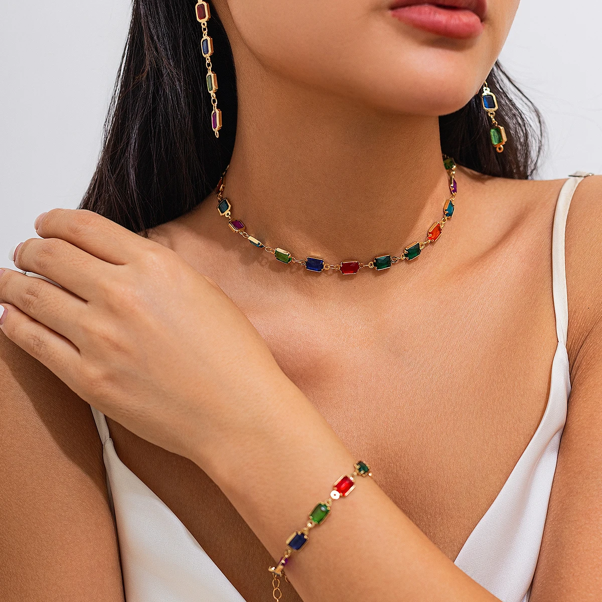 Ingemark Luxury Colorful Crystal Square Chain Necklace Bracelet Drop Earrings for Women Banquet Y2K Wed Jewelry Set Accessories
Ingemark Luxury Colorful Crystal Square Chain Necklace Bracelet Drop Earrings for Women Banquet Y2K Wed Jewelry Set Accessories