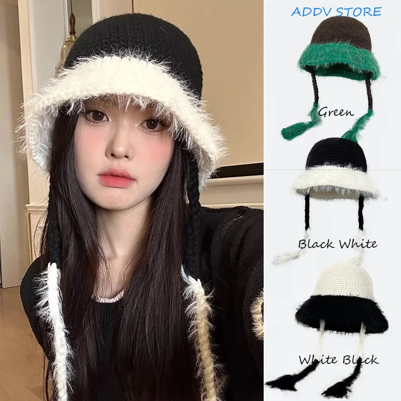 Contrast Handmade Woolen Hat Ins Wind Niche Hand-knitted Hat Winter Black Long Braid Fisherman Hat Designer Bucket Hat
Contrast Handmade Woolen Hat Ins Wind Niche Hand-knitted Hat Winter Black Long Braid Fisherman Hat Designer Bucket Hat