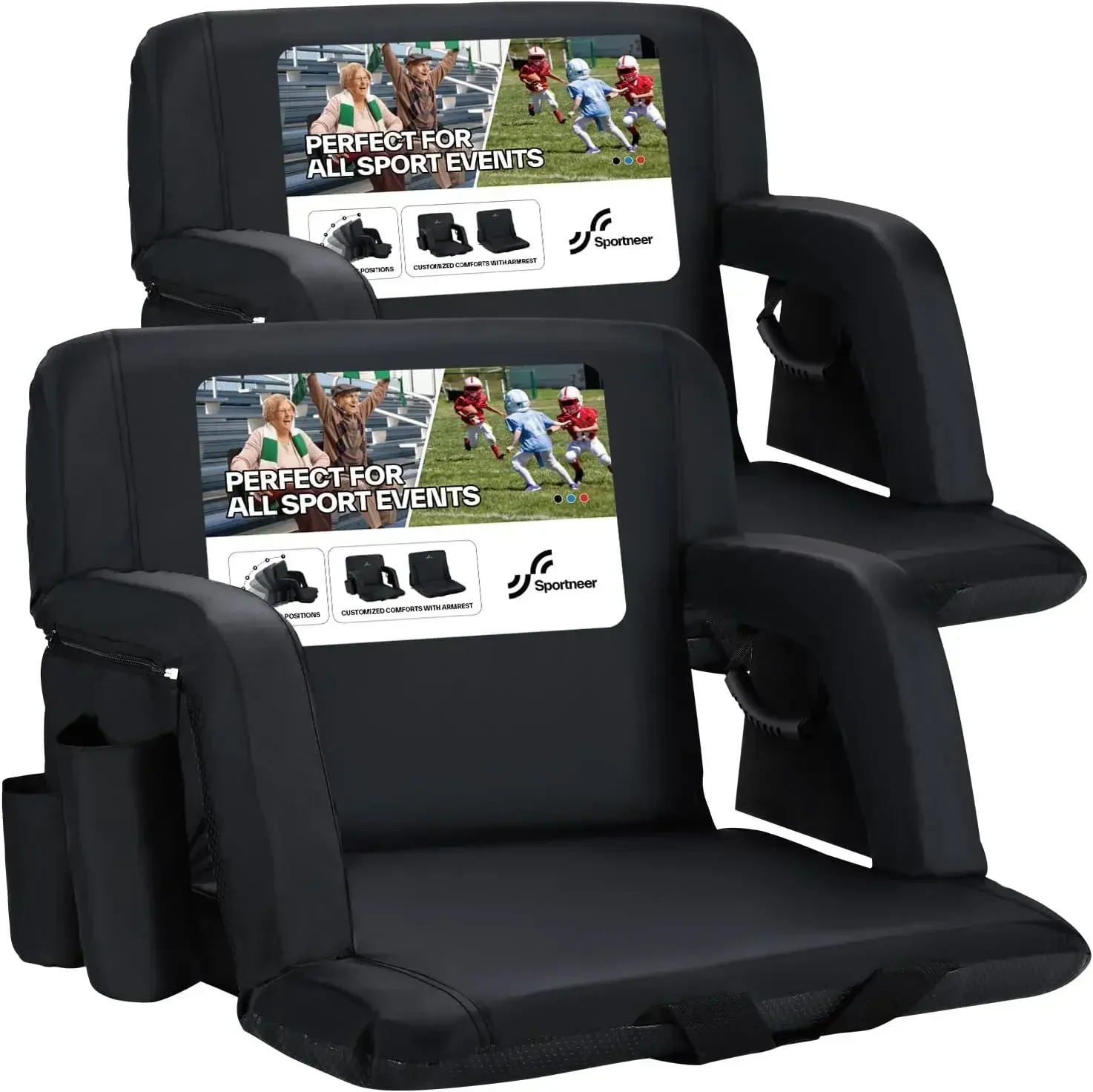Bleacher Chairs with Back and Cushion: 24'' Extra Wide 2.5'' Thick Comfy Cushion Stadium Seats with Armrest, 6 Adjustable Angle
Bleacher Chairs with Back and Cushion: 24'' Extra Wide 2.5'' Thick Comfy Cushion Stadium Seats with Armrest, 6 Adjustable Angle