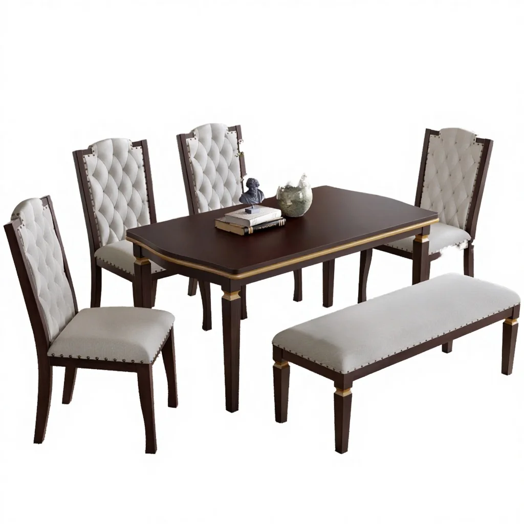 gh-6-Piece Modern Kitchen Dining Table Set with 60" Rectangular Table 4 High-Back Tufted Chairs & 1 Bench^
gh-6-Piece Modern Kitchen Dining Table Set with 60" Rectangular Table 4 High-Back Tufted Chairs & 1 Bench^