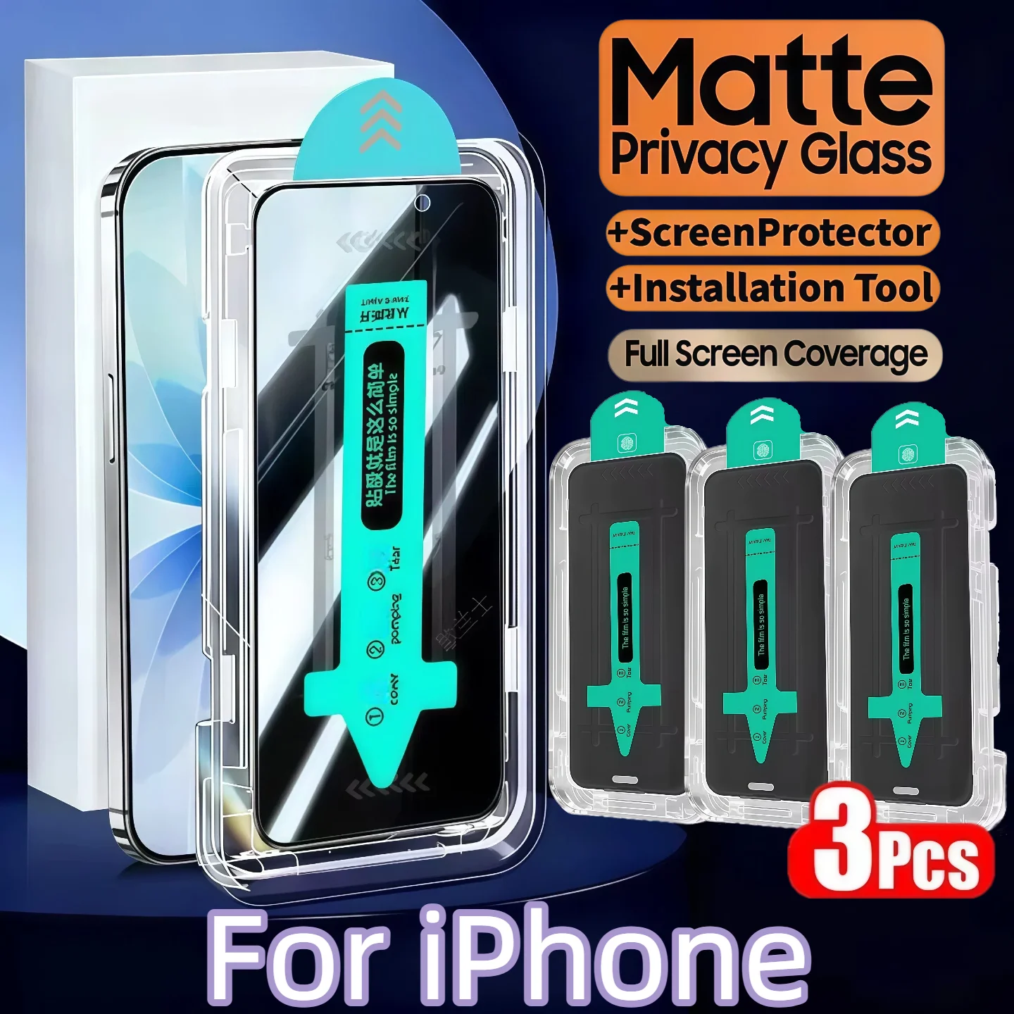 3-Pack Matte Privacy Screen Protector Tempered Glass 9H Hardness for iPhone Air/17/16/15/14/13/12/11/X/XS/XR/XS Max Series
3-Pack Matte Privacy Screen Protector Tempered Glass 9H Hardness for iPhone Air/17/16/15/14/13/12/11/X/XS/XR/XS Max Series