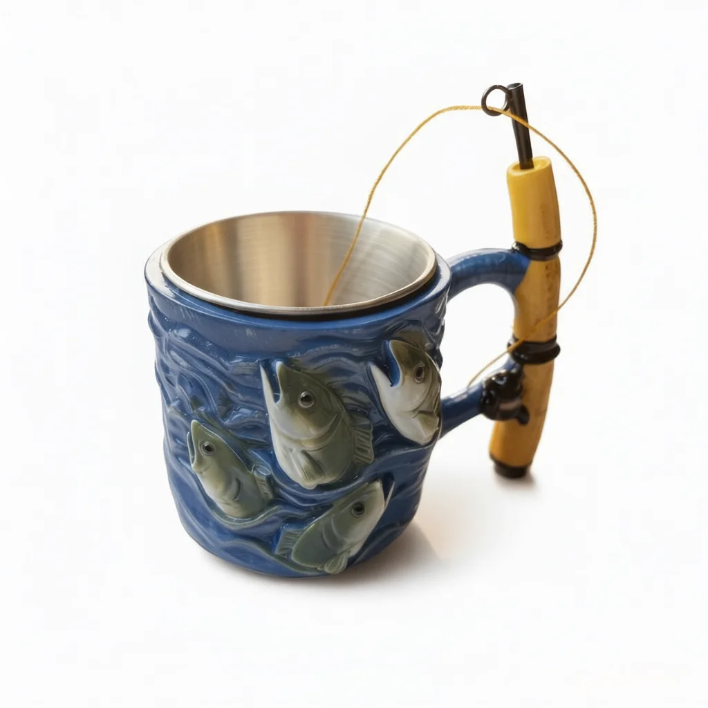 Креативная кружка с 3D-дизайном в виде рыбы, ручкой в виде удочки и металлическим внутренним покрытием – уникальный подарок для рыбаков
Креативная кружка с 3D-дизайном в виде рыбы, ручкой в виде удочки и металлическим внутренним покрытием – уникальный подарок для рыбаков