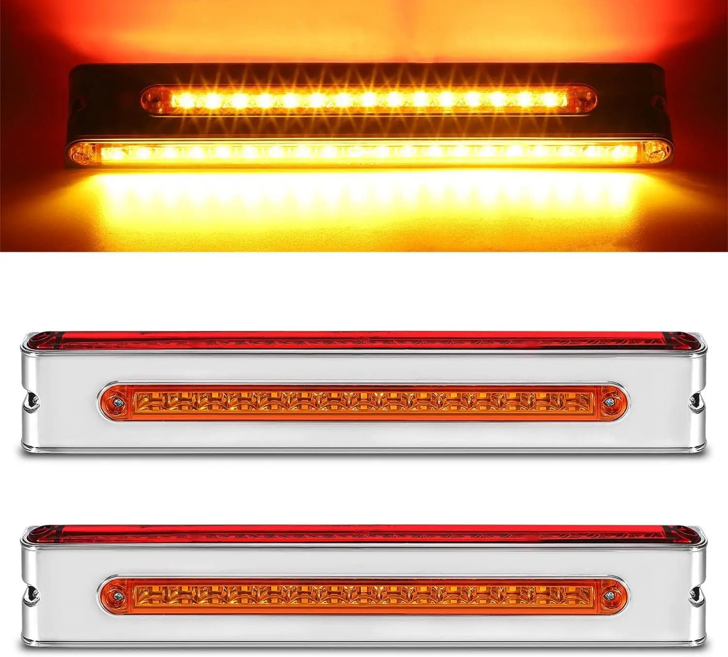 12' Double Face LED Trailer Light Bar with Chrome Trim & Side Markers, 55 LED, Surface Mount
12' Double Face LED Trailer Light Bar with Chrome Trim & Side Markers, 55 LED, Surface Mount
