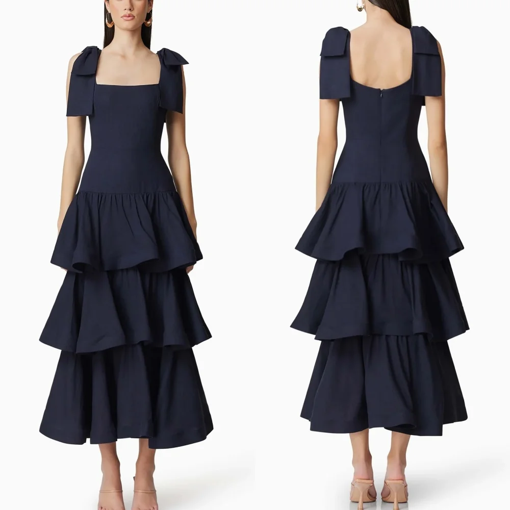 Customized Exquisite Square Collar Cap Sleeve Evening Dress Delicate Bow Party Dress Graceful Ruffles Tiered Celebrity Gowns
Customized Exquisite Square Collar Cap Sleeve Evening Dress Delicate Bow Party Dress Graceful Ruffles Tiered Celebrity Gowns