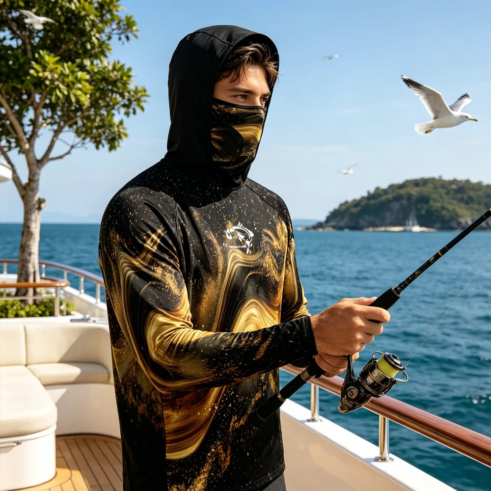 Men UPF50+ Fishing Long Sleeve Top Shirt Hood & Face Mask Anti‑UV Quick Dry Fishing Hoodies Top Wear for Fishing Hiking Running
Men UPF50+ Fishing Long Sleeve Top Shirt Hood & Face Mask Anti‑UV Quick Dry Fishing Hoodies Top Wear for Fishing Hiking Running
