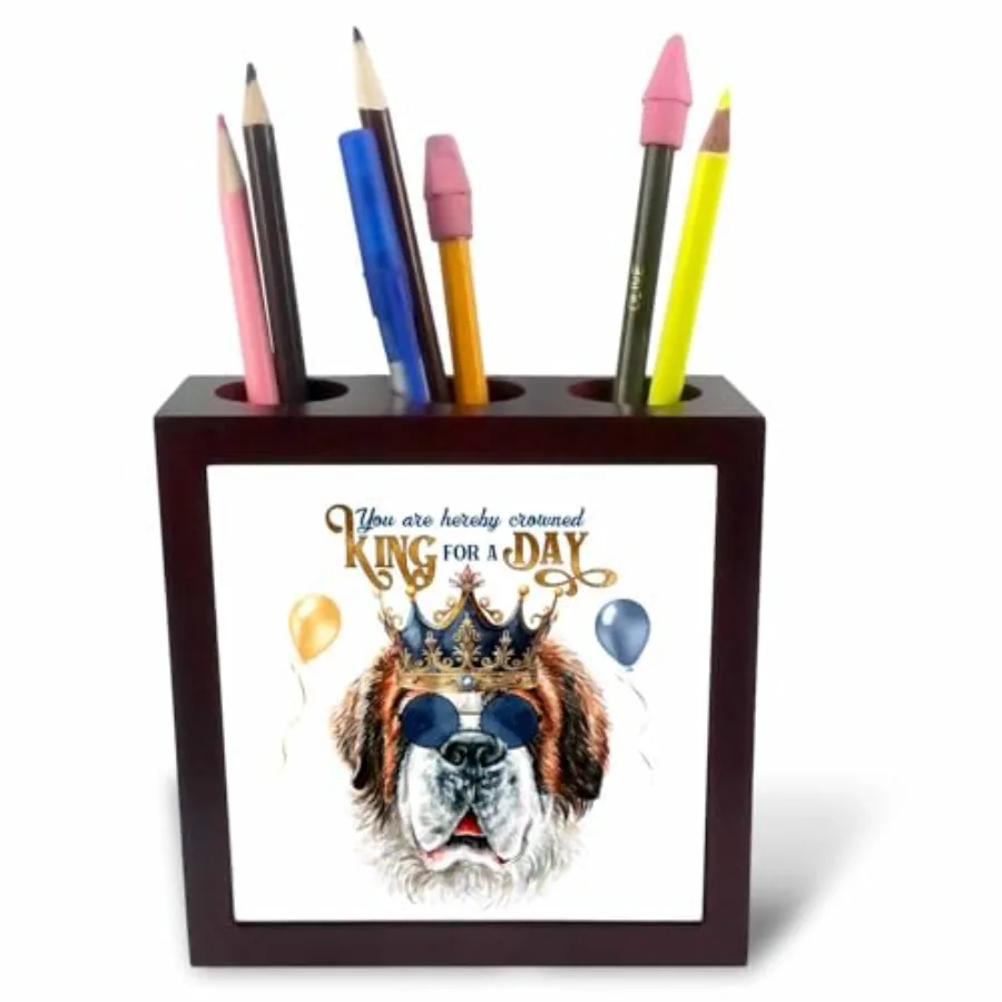 Saint Bernard Dog in a Crown King for a Day Dog Dad Theme - Tile Pen Holders ph-382867-1
Saint Bernard Dog in a Crown King for a Day Dog Dad Theme - Tile Pen Holders ph-382867-1
