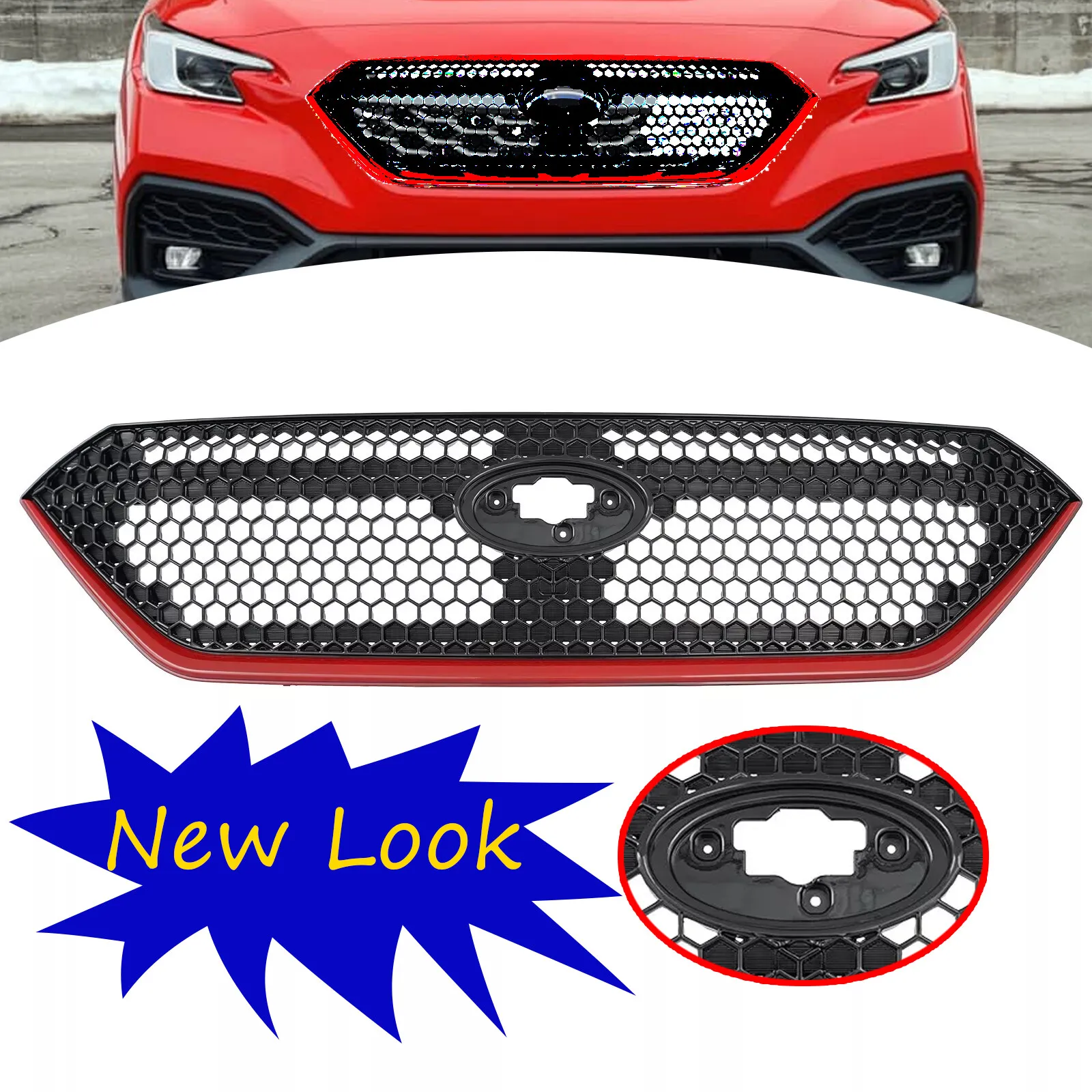 Front Bumper Grille Grill for 2022-2023 Subaru WRX Sport Black with Red Trim
Front Bumper Grille Grill for 2022-2023 Subaru WRX Sport Black with Red Trim