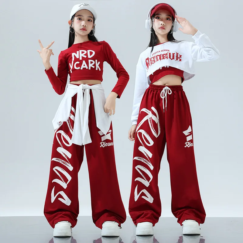 Girl Outfits Jazz Dance Performance Costume Children's White Crop Top Red Cargo Pants Street Dance Performance Set
Girl Outfits Jazz Dance Performance Costume Children's White Crop Top Red Cargo Pants Street Dance Performance Set