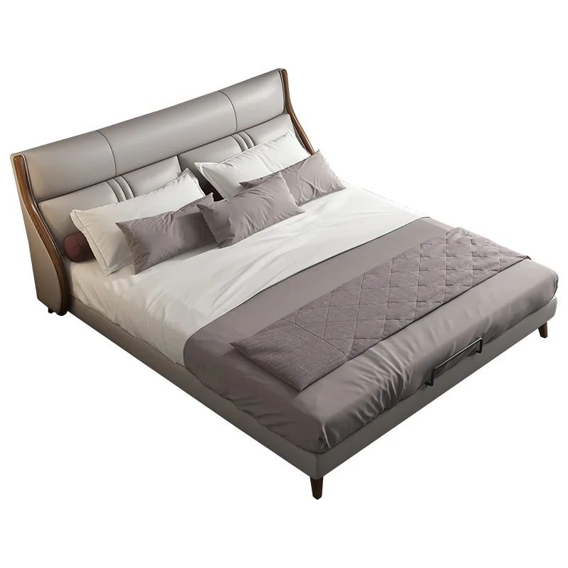 The first layer of cowhide double, simple master bedroom small apartment bed
The first layer of cowhide double, simple master bedroom small apartment bed