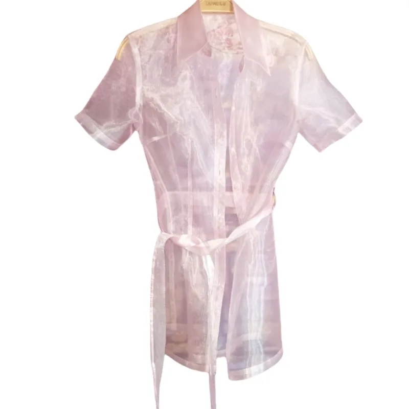 Men Women Sexy See Through Organza Glossy Sissy Dress Cos Erotic Uniform Silky Touch Sheer Short Sleeved With Sashes Dress
Men Women Sexy See Through Organza Glossy Sissy Dress Cos Erotic Uniform Silky Touch Sheer Short Sleeved With Sashes Dress