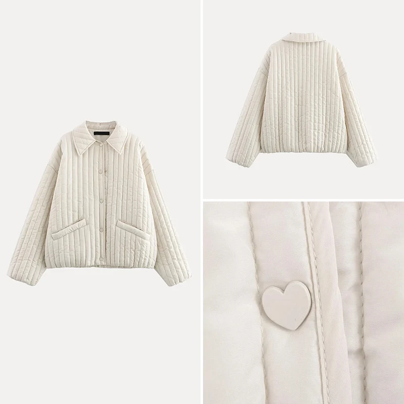Spring 2025 Women's Loose Fit ort Coat Heart Button Vertical Stripes Faion Sle Long Sve Cotton Jaet Z Brand
Spring 2025 Women's Loose Fit ort Coat Heart Button Vertical Stripes Faion Sle Long Sve Cotton Jaet Z Brand