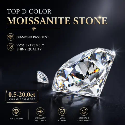 Moissanite Stone Factory Wholesale Price D Color Vvs1 Round Cut Advanced DIY Charms Jewelry Making Materials with Certificate