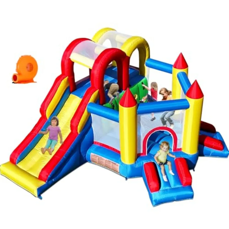 Inflatable Bounce House for 3-8 Yr 12.3'Lx10'Wx6.3'H Accommodates 4-6 Indoor/Outdoor Play Durable Polyester Fabric Bright Blue
Inflatable Bounce House for 3-8 Yr 12.3'Lx10'Wx6.3'H Accommodates 4-6 Indoor/Outdoor Play Durable Polyester Fabric Bright Blue