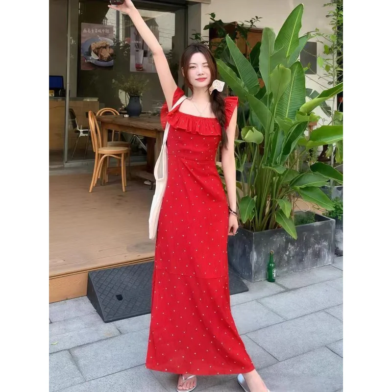Red Polka Dot French Style Sleeveless Dress for Women Summer2025New Style Beach Vacation Stunning Long Dress
Red Polka Dot French Style Sleeveless Dress for Women Summer2025New Style Beach Vacation Stunning Long Dress