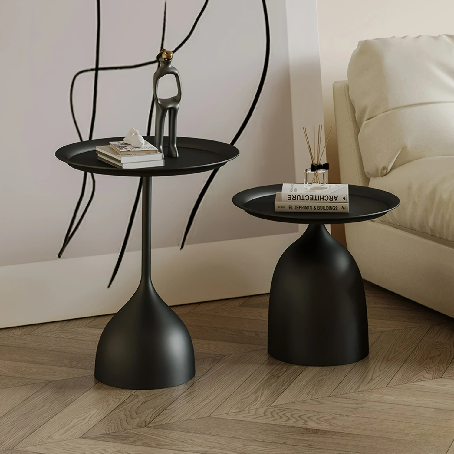 for Small Spaces, Minimalist Accent Coffee & Bedside Tray Stand 2-Piece Round Nesting Side Table Set, Modern Metal End Table
for Small Spaces, Minimalist Accent Coffee & Bedside Tray Stand 2-Piece Round Nesting Side Table Set, Modern Metal End Table