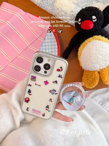 เคสโทรศัพท์ลายเพนกวินฤดูหนาว แฟร์ไอส์แลนด์ กรอบเรซิ่นสีเงิน สำหรับ iPhone 17 16 15 13 11 PRO MAX 14 PLUS AIR Y2K