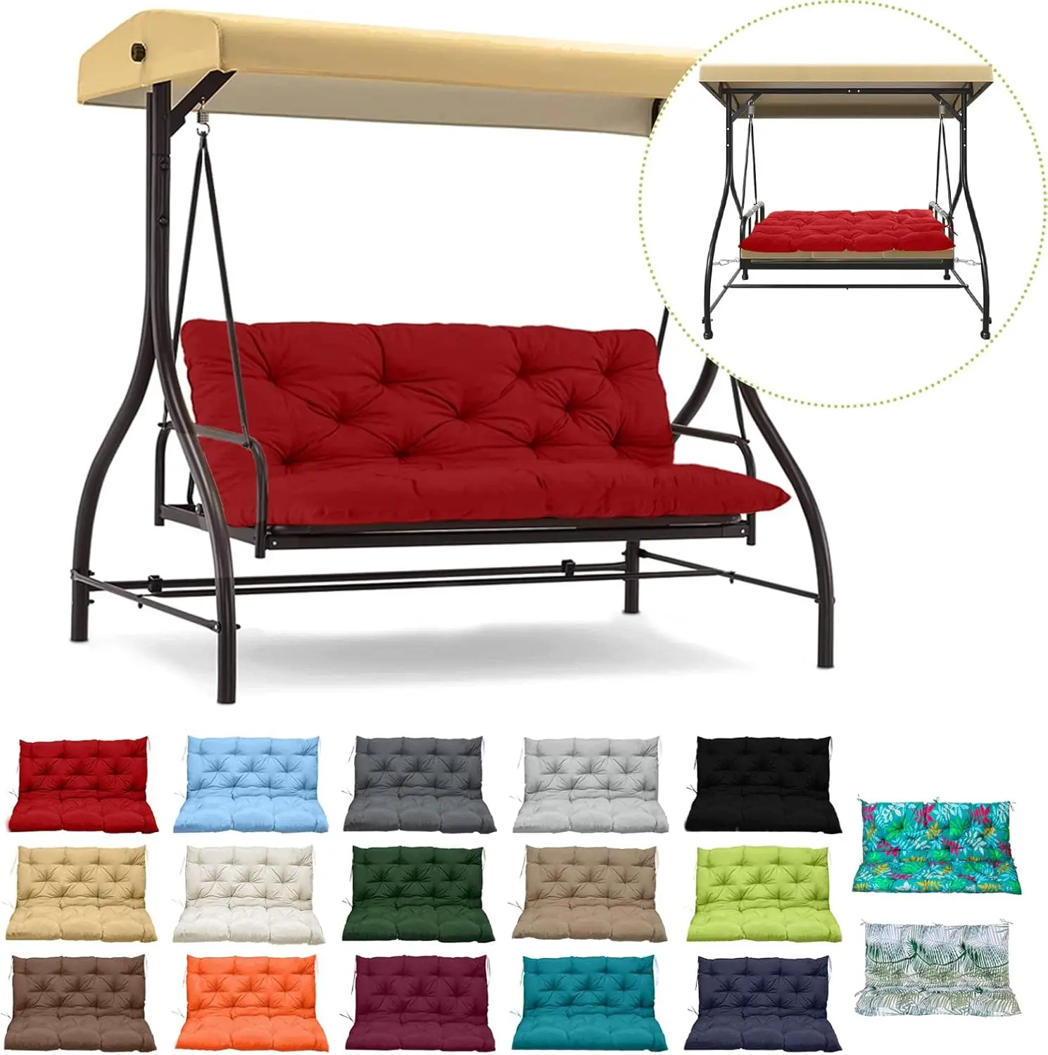 Outdoor Porch Swing Cushion, Red, Waterproof, Thick 4\
Outdoor Porch Swing Cushion, Red, Waterproof, Thick 4\