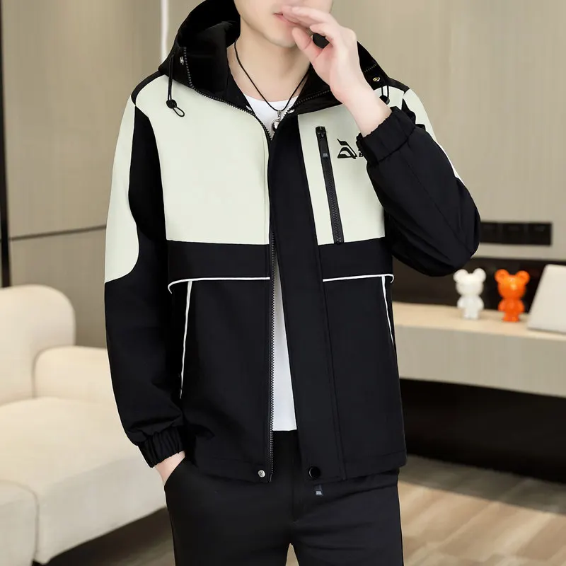 Модная куртка с капюшоном и лоскутным дизайном для молодых мужчин, весна-осень, повседневная, из полиэстера, приталенного кроя
Модная куртка с капюшоном и лоскутным дизайном для молодых мужчин, весна-осень, повседневная, из полиэстера, приталенного кроя