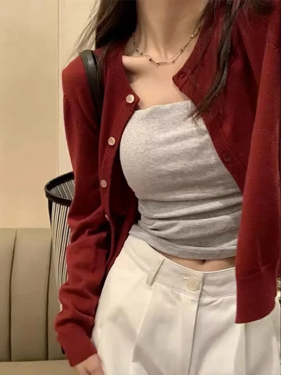 Women's Spring New Arrival Early Silm Short Long Sleeve Top Red Round-Neck Sweaters Cardigan Outwear
Women's Spring New Arrival Early Silm Short Long Sleeve Top Red Round-Neck Sweaters Cardigan Outwear