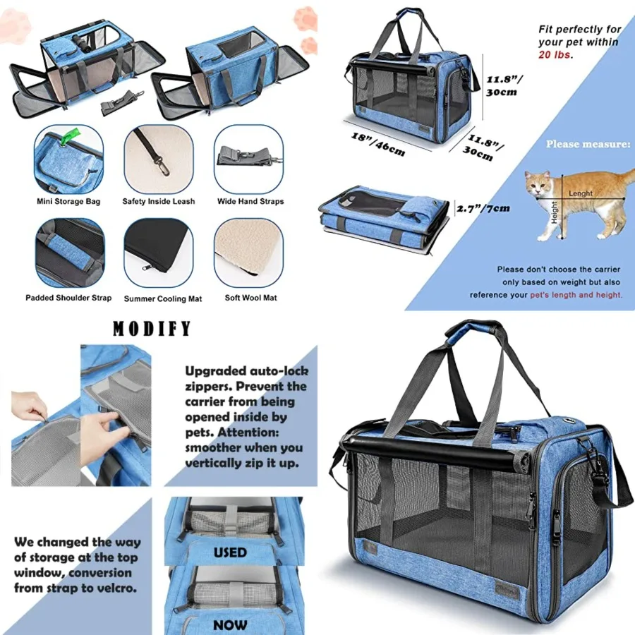 Pet Carrier for Large and Medium Cats, Soft-Sided Pet Carrier for Big Medium Cats and Puppy, Dog Carriers Cat Carriers Pet Priv
Pet Carrier for Large and Medium Cats, Soft-Sided Pet Carrier for Big Medium Cats and Puppy, Dog Carriers Cat Carriers Pet Priv