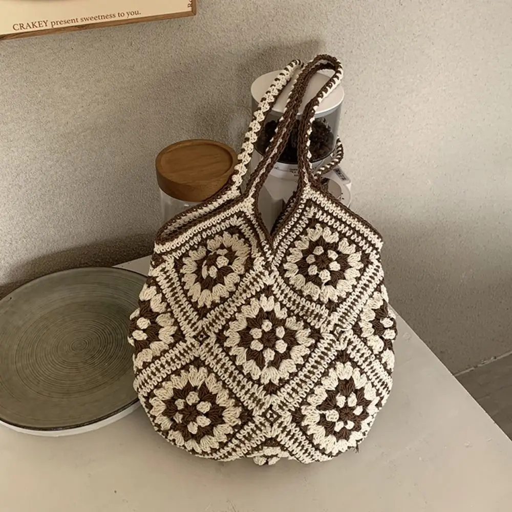 Portable Bohemian Crochet Tote Bag Hollowed Out Ethnic Style Knitted Bag Large Capacity Handbag Weave Bag Summer
Portable Bohemian Crochet Tote Bag Hollowed Out Ethnic Style Knitted Bag Large Capacity Handbag Weave Bag Summer