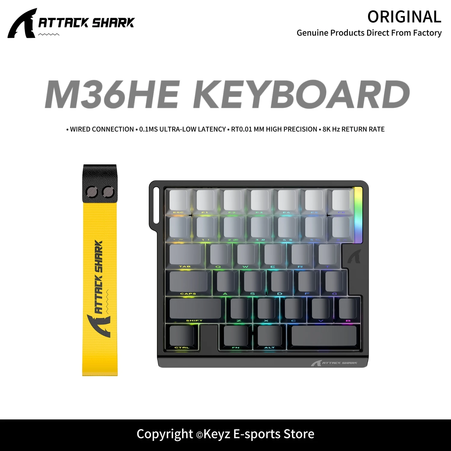 ATTACK SHARK M36HE Hall Effect Keyboard-8000Hz Wired Gaming Keyboard 0.01mm Adjustable RT & 0.1ms Ultra-Low Latency for E-Sports
ATTACK SHARK M36HE Hall Effect Keyboard-8000Hz Wired Gaming Keyboard 0.01mm Adjustable RT & 0.1ms Ultra-Low Latency for E-Sports