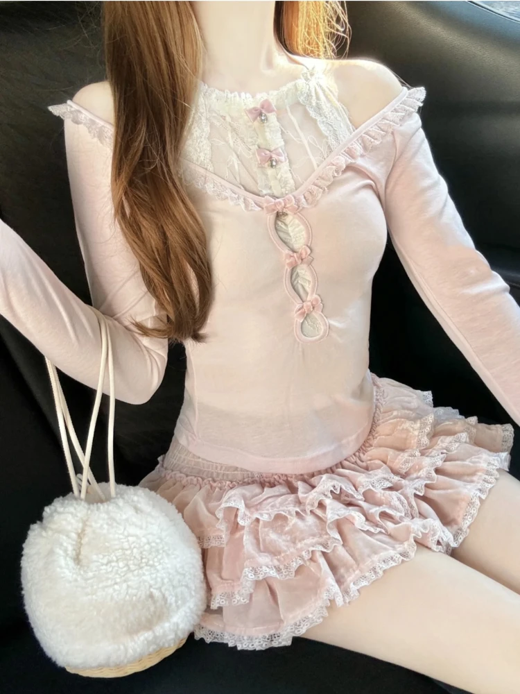 Japanese Kawaii Lolita 3 Piece Set Women Hollow Out Tops+ Sexy Lace Vest+ Ruched Cake Skirts 2025 Spring Autumn Sweet Skirt Suit
Japanese Kawaii Lolita 3 Piece Set Women Hollow Out Tops+ Sexy Lace Vest+ Ruched Cake Skirts 2025 Spring Autumn Sweet Skirt Suit