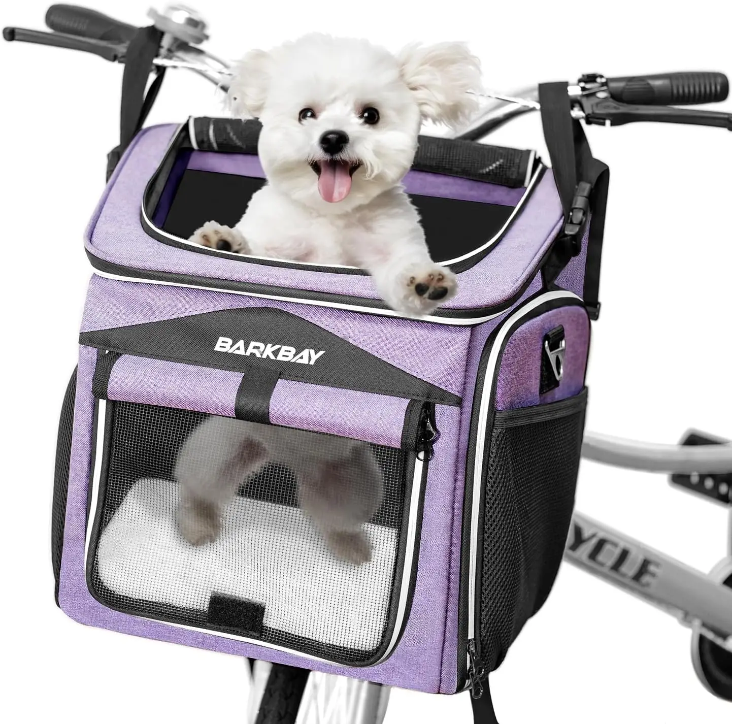 Expandable Foldable Dog Bike Basket Carrier, Soft-Sided Pet Travel Bag with 2 Doors & Reflective Tapes for Small Medium Cats Dogs, Purple
Expandable Foldable Dog Bike Basket Carrier, Soft-Sided Pet Travel Bag with 2 Doors & Reflective Tapes for Small Medium Cats Dogs, Purple