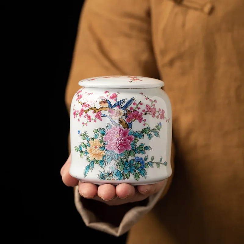 Painted Flowers Ceramic Sealed Jar Tea Porch Decoration Storage
Painted Flowers Ceramic Sealed Jar Tea Porch Decoration Storage