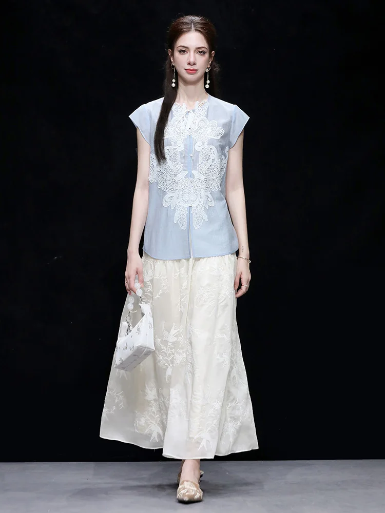 Elegant Summer 2026 Chinese Style Embroidered Silk Half Skirt Set High Waist Flared A-Line Midi Dress Women's Fashion Ensemble
Elegant Summer 2026 Chinese Style Embroidered Silk Half Skirt Set High Waist Flared A-Line Midi Dress Women's Fashion Ensemble