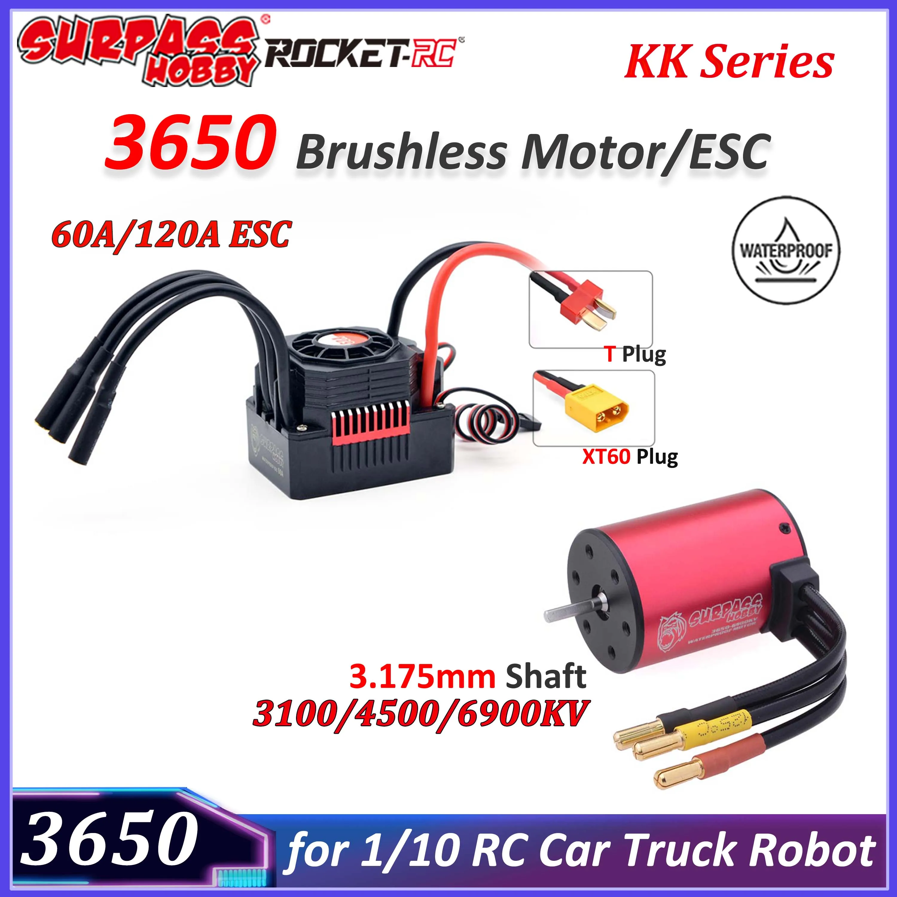 Surpass Hobby 3650 3100KV 4500KV 6900KV Waterproof Brushless Motor 60A 120A ESC KK Series for 1/10 RC Car Buggy Truck Robot Part
Surpass Hobby 3650 3100KV 4500KV 6900KV Waterproof Brushless Motor 60A 120A ESC KK Series for 1/10 RC Car Buggy Truck Robot Part