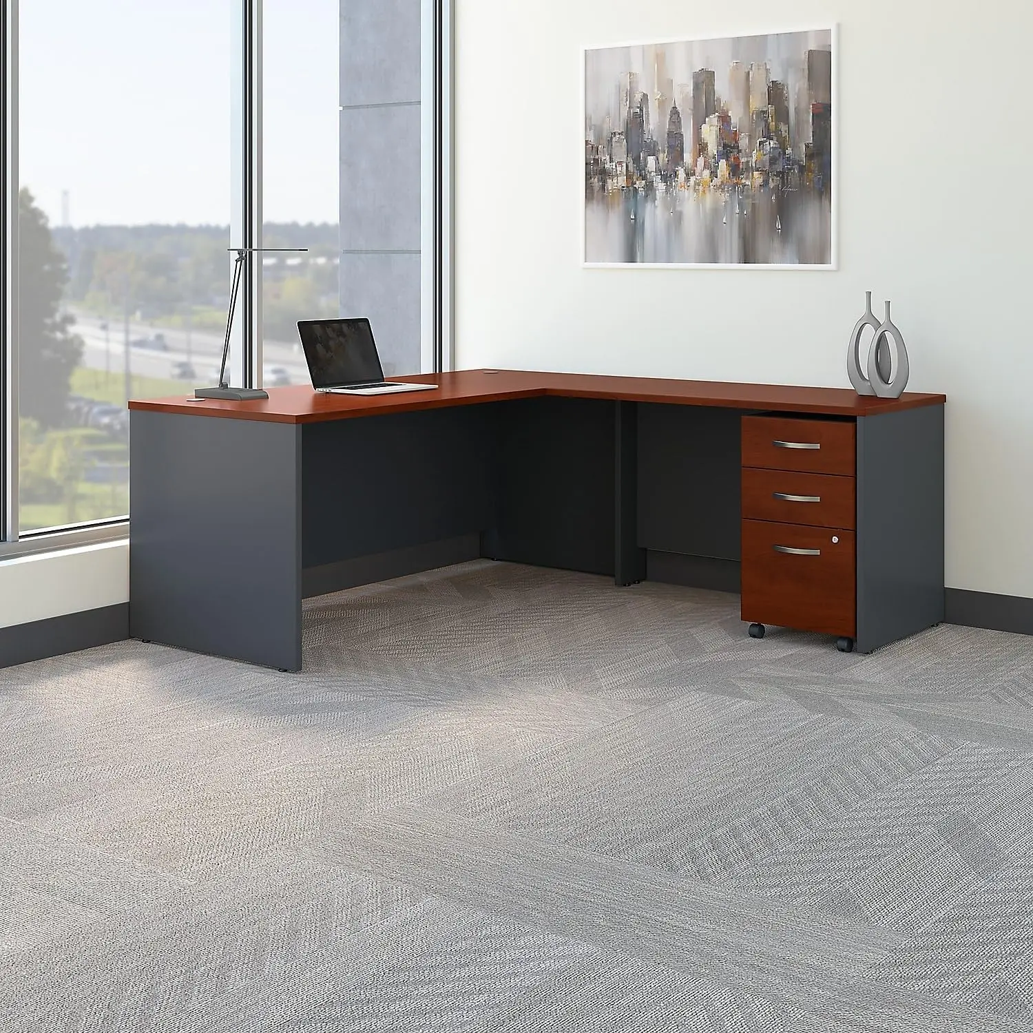 Series C 72W L Shaped Desk with 48W Return and Mobile File Cabinet in Hansen Cherry
Series C 72W L Shaped Desk with 48W Return and Mobile File Cabinet in Hansen Cherry
